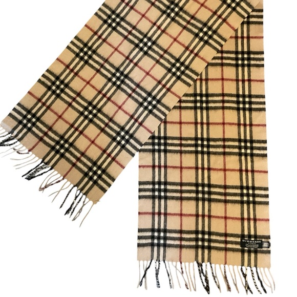 Burberry 100% Cashmere Nova Check Plaid Fringe Dress Scarf Men’s Women’s - Picture 1 of 7